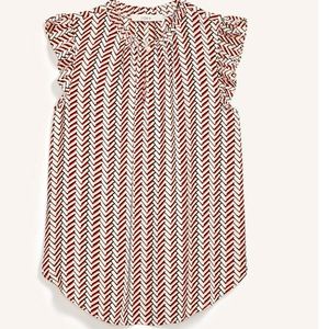 LOFT Chevron Print Ruffle Sleeve Blouse